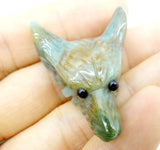 Natural Stone Pendant Quartz Crystal Tiger Eye Wolf Head Shape Pendant