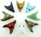Natural Stone Pendant Quartz Crystal Tiger Eye Wolf Head Shape Pendant