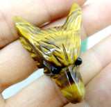 Natural Stone Pendant Quartz Crystal Tiger Eye Wolf Head Shape Pendant