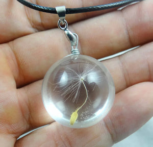Quartz Crystal Glass Dandelion Seeds Pendant for DIY Necklace