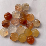 Red Agate Carved Leaves Plum-Shaped Loose Beads for DIY Jewelry Making