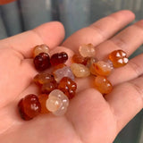 Red Agate Carved Leaves Plum-Shaped Loose Beads for DIY Jewelry Making
