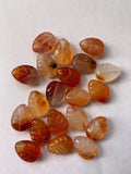 Red Agate Carved Leaves Plum-Shaped Loose Beads for DIY Jewelry Making