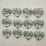 Tree of Life Pendant Natural Stone Silver Wire Heart 12pcs