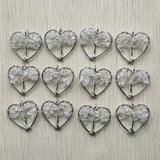 Tree of Life Pendant Natural Stone Silver Wire Heart 12pcs
