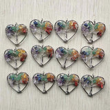 Tree of Life Pendant Natural Stone Silver Wire Heart 12pcs