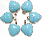 Tiger Eye Turquoise Opal Quartz Heart-Shaped Pendant DIY Jewelry