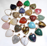 Tiger Eye Turquoise Opal Quartz Heart-Shaped Pendant DIY Jewelry