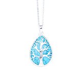 Water Drop Tree of Life Pendant Natural Stone Necklaces