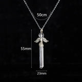 Natural Clear Quartz Angel Wings Pendant Necklace