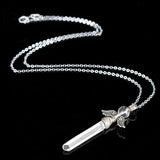 Natural Clear Quartz Angel Wings Pendant Necklace