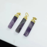 Purple Crystal Quartz Pendant Thin Gem Amethysts Plating Jewelry