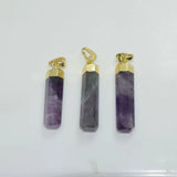 Purple Crystal Quartz Pendant Thin Gem Amethysts Plating Jewelry