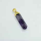 Purple Crystal Quartz Pendant Thin Gem Amethysts Plating Jewelry