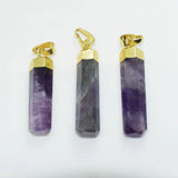 Purple Crystal Quartz Pendant Thin Gem Amethysts Plating Jewelry