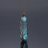 Tree of Life Crystal Pendant Wire Wrapped Quartz Point Purple Stone Necklace