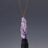 Tree of Life Crystal Pendant Wire Wrapped Quartz Point Purple Stone Necklace