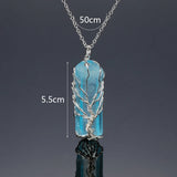 Tree of Life Crystal Pendant Wire Wrapped Quartz Point Purple Stone Necklace