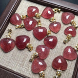 Strawberry Crystal Heart Pendant with Crown Set for Prosperous Marriage