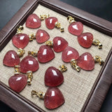Strawberry Crystal Heart Pendant with Crown Set for Prosperous Marriage