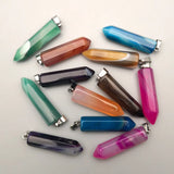 Natural Stripe Agates Stone Necklace Pendants 12PCS