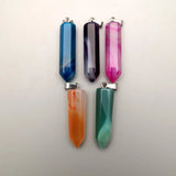 Natural Stripe Agates Stone Necklace Pendants 12PCS