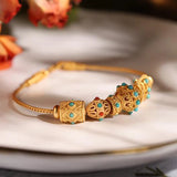 Turquoise DIY Beaded Bracelet Chinese Retro Silver Jewelry