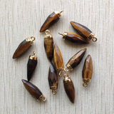 Tiger Eye Stone Faceted Drop Shape Pendants for DIY Jewelry Making