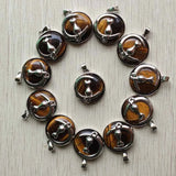 Tiger Eye Stone Moon Cat Charms Pendants 12pcs/lot