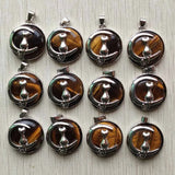 Tiger Eye Stone Moon Cat Charms Pendants 12pcs/lot