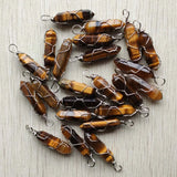 Tiger Eye Stone Pillar Shape Pendants for Jewelry Making