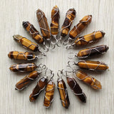 Tiger Eye Stone Pillar Shape Pendants for Jewelry Making