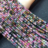Natural Tourmaline 3-3.5mm Cube Faceted Beads for Jewelry Making