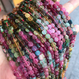 Tourmaline Round Coin Gemstone Beads 5-7mm 925 Silver Jewelry Making 15inch