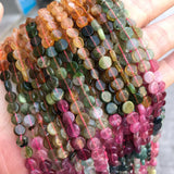 Tourmaline Round Coin Gemstone Beads 5-7mm 925 Silver Jewelry Making 15inch