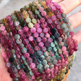 Tourmaline Round Coin Gemstone Beads 5-7mm 925 Silver Jewelry Making 15inch