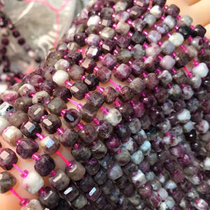 Natural Tourmaline 6-7mm Cube Faceted Beads for Jewelry Making