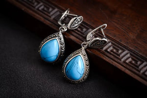 Natural Turquoise 925 Sterling Silver Earrings