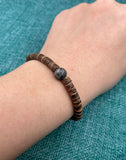 Turquoise Coconut Shell Bead Bracelet for Men