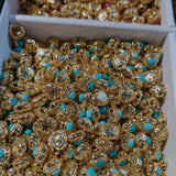 Turquoise Jewelry Cross S925 Sterling Silver Gold-Plated DIY Material