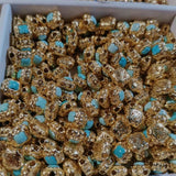 Turquoise Jewelry Cross S925 Sterling Silver Gold-Plated DIY Material