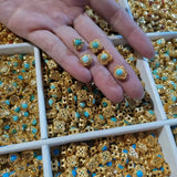 Turquoise Jewelry Cross S925 Sterling Silver Gold-Plated DIY Material