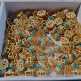 Turquoise Jewelry Cross S925 Sterling Silver Gold-Plated DIY Material