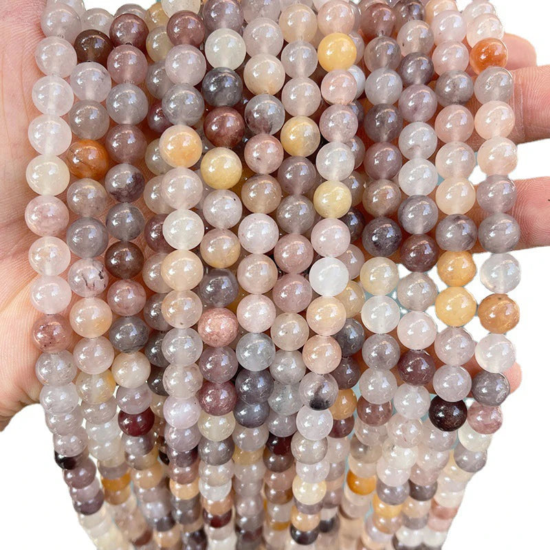 Natural Violet Tai Cui Jade Stone Round Beads DIY Jewelry Accessories