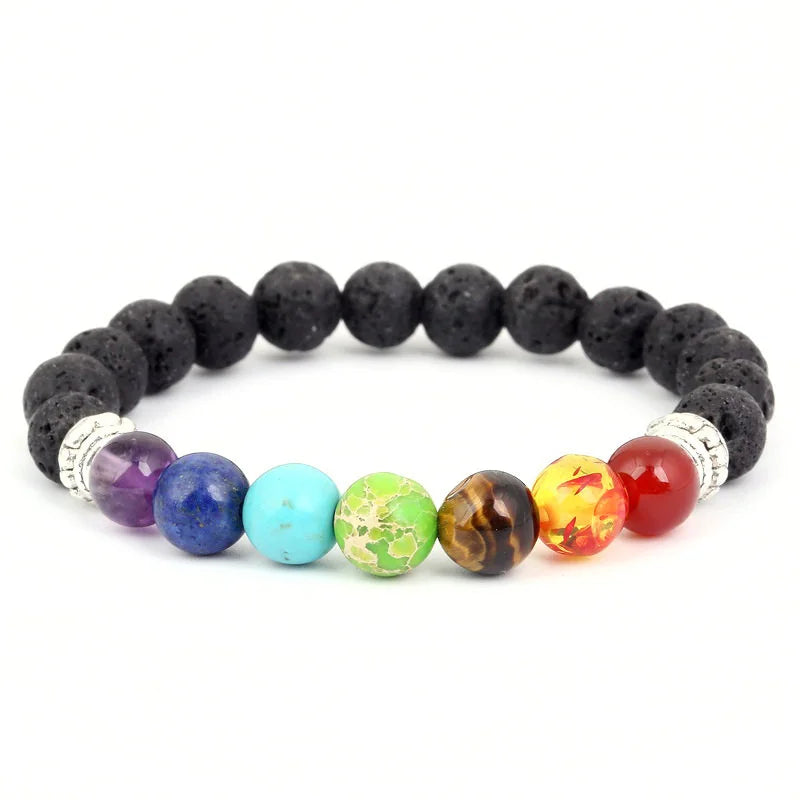 Volcanic Stone Colorful Yoga Beads Bracelet Hand Woven 8mm