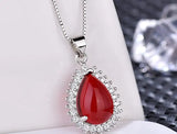 Water Drop Agate Pendant Green Jades Necklace