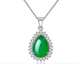 Water Drop Agate Pendant Green Jades Necklace