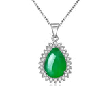 Water Drop Agate Pendant Green Jades Necklace