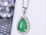 Water Drop Agate Pendant Green Jades Necklace