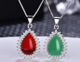 Water Drop Agate Pendant Green Jades Necklace